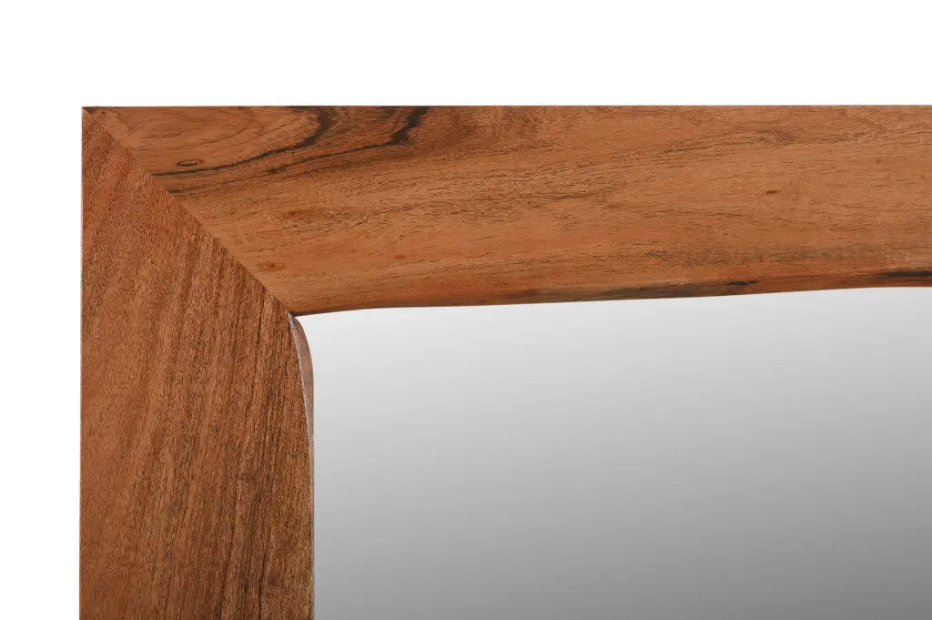 32" Brown Live Edge Solid Wood Full Length Hanging Mirror Homeroots Bed & Bath