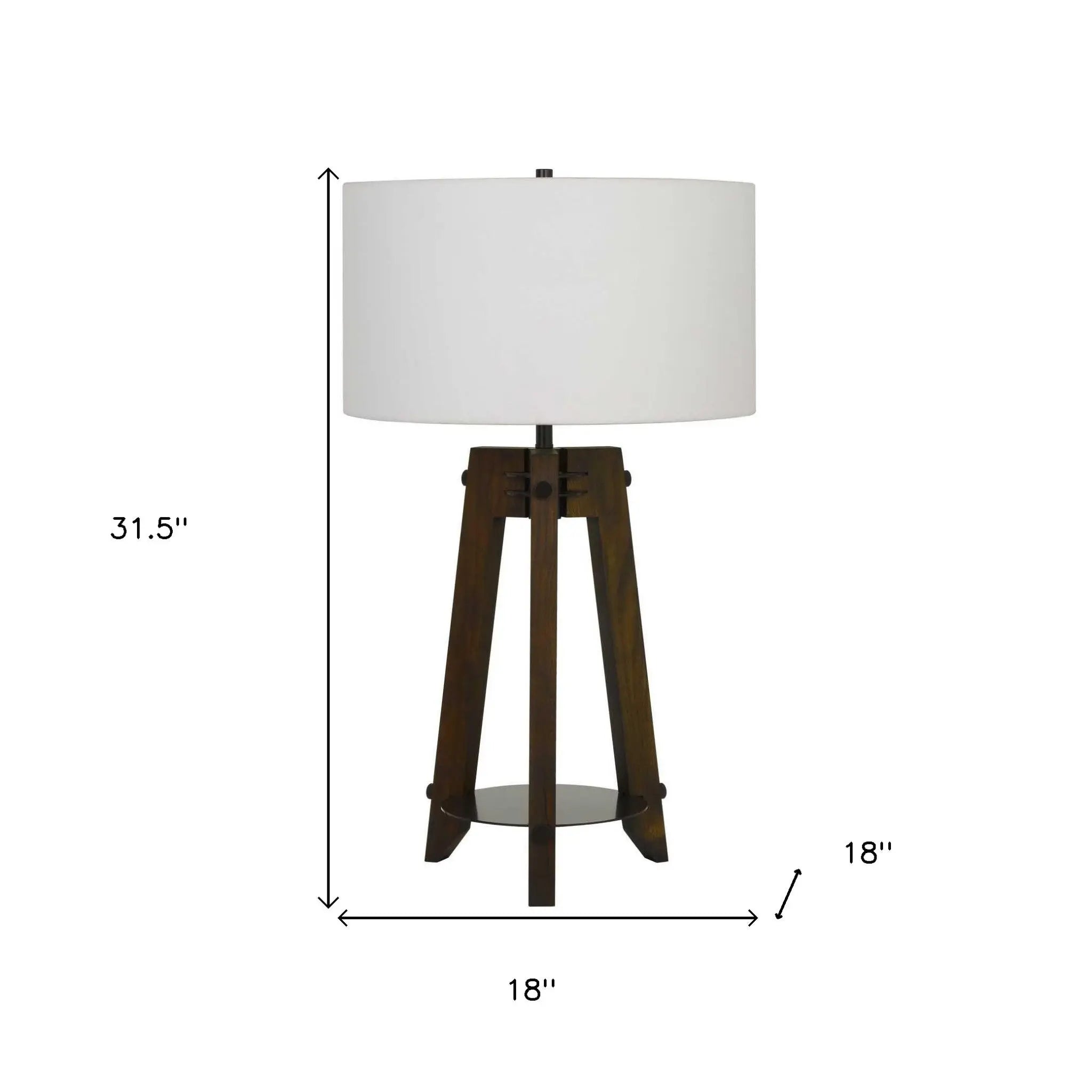 32" Brown Metal Tripod Table Lamp With Off White Drum Shade Homeroots Lighting