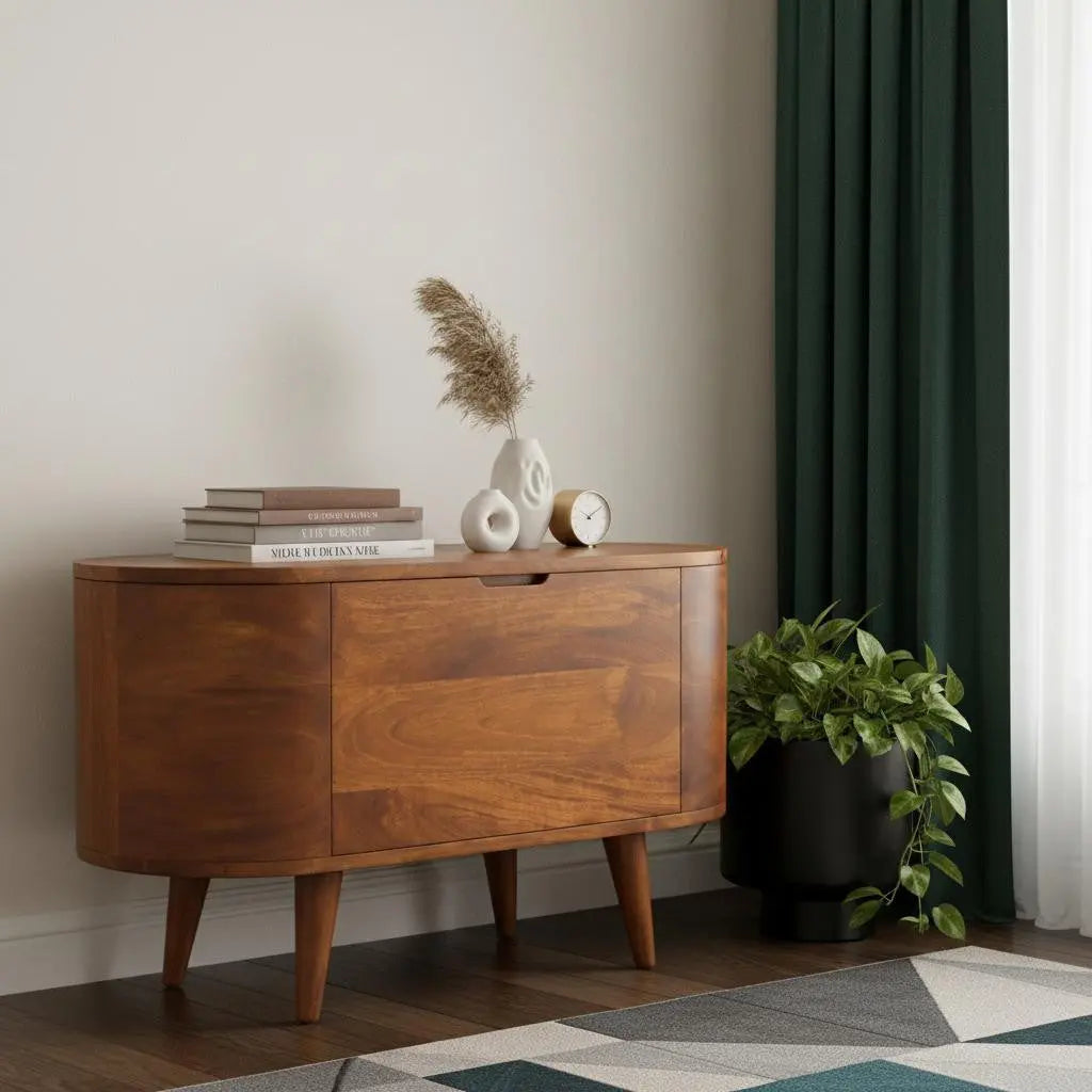 32" Brown Solid Wood Sideboard Homeroots Kitchen & Dining