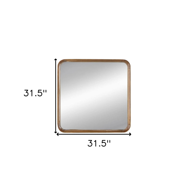 32" Brown Square Wood Framed Accent Mirror Homeroots Bed & Bath