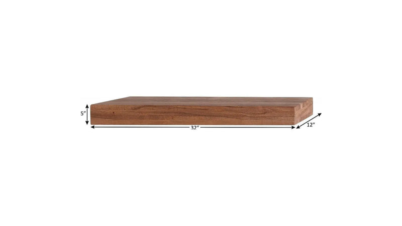 32" Brown Wood Wall Mounted Floating Shelf Homeroots Organization