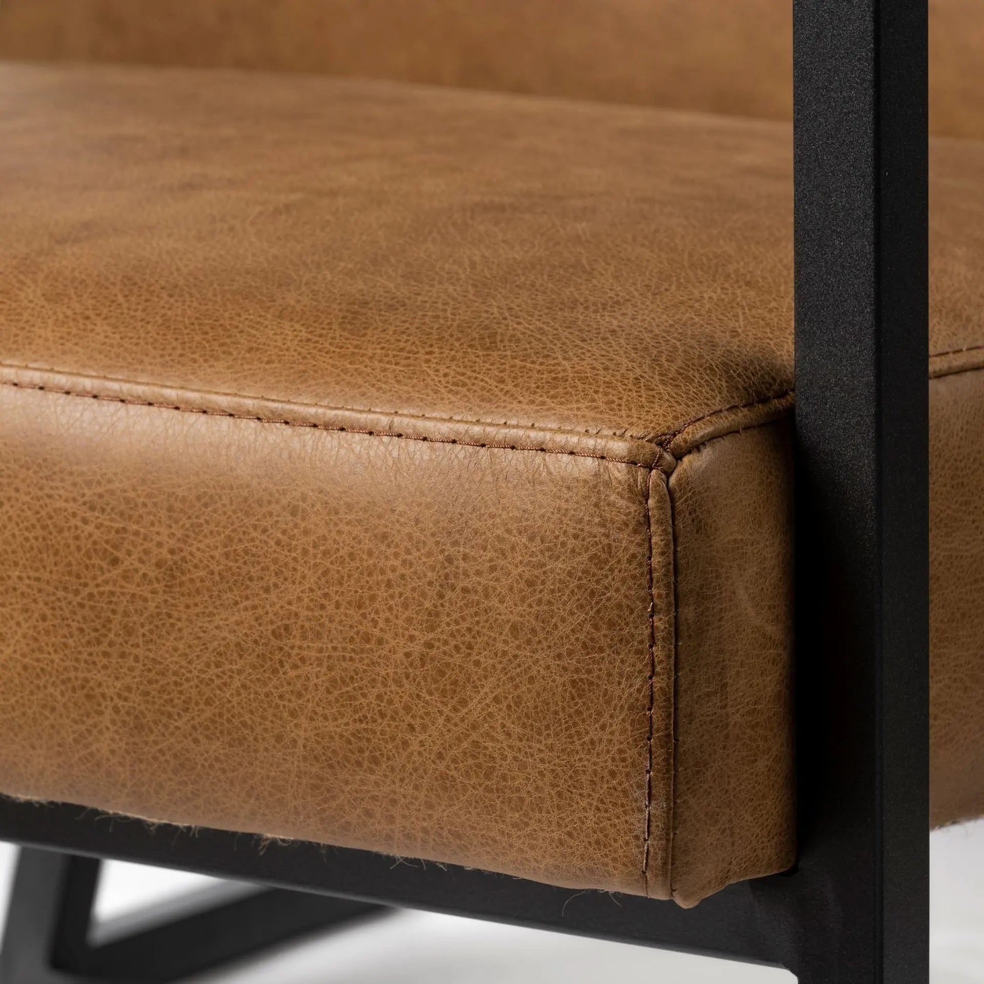 32" Brown and Black Faux Leather Distressed Arm Chair - GreatEagleInc
