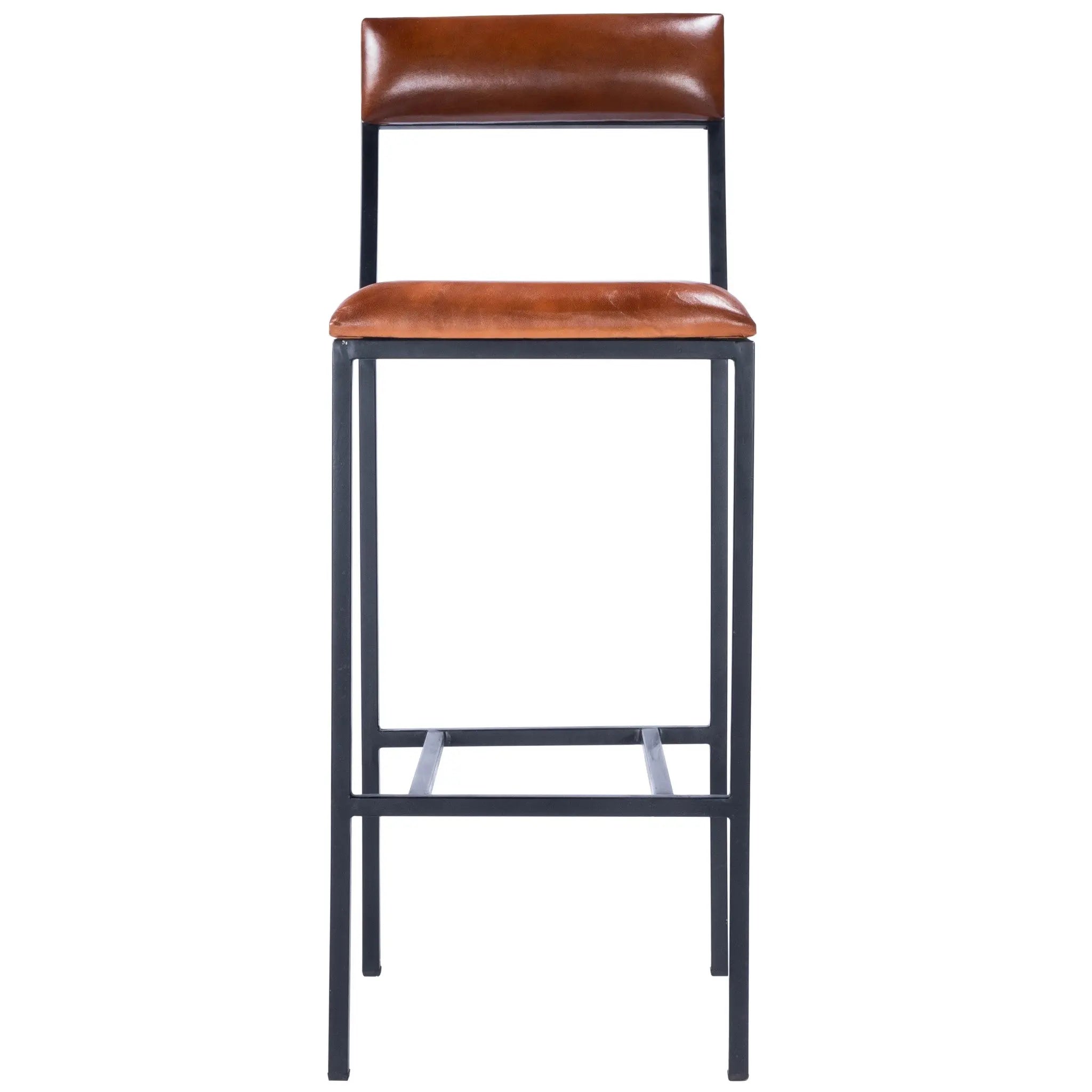 32" Brown and Black Manufactured Wood and Iron Bar Chair Homeroots Living Room