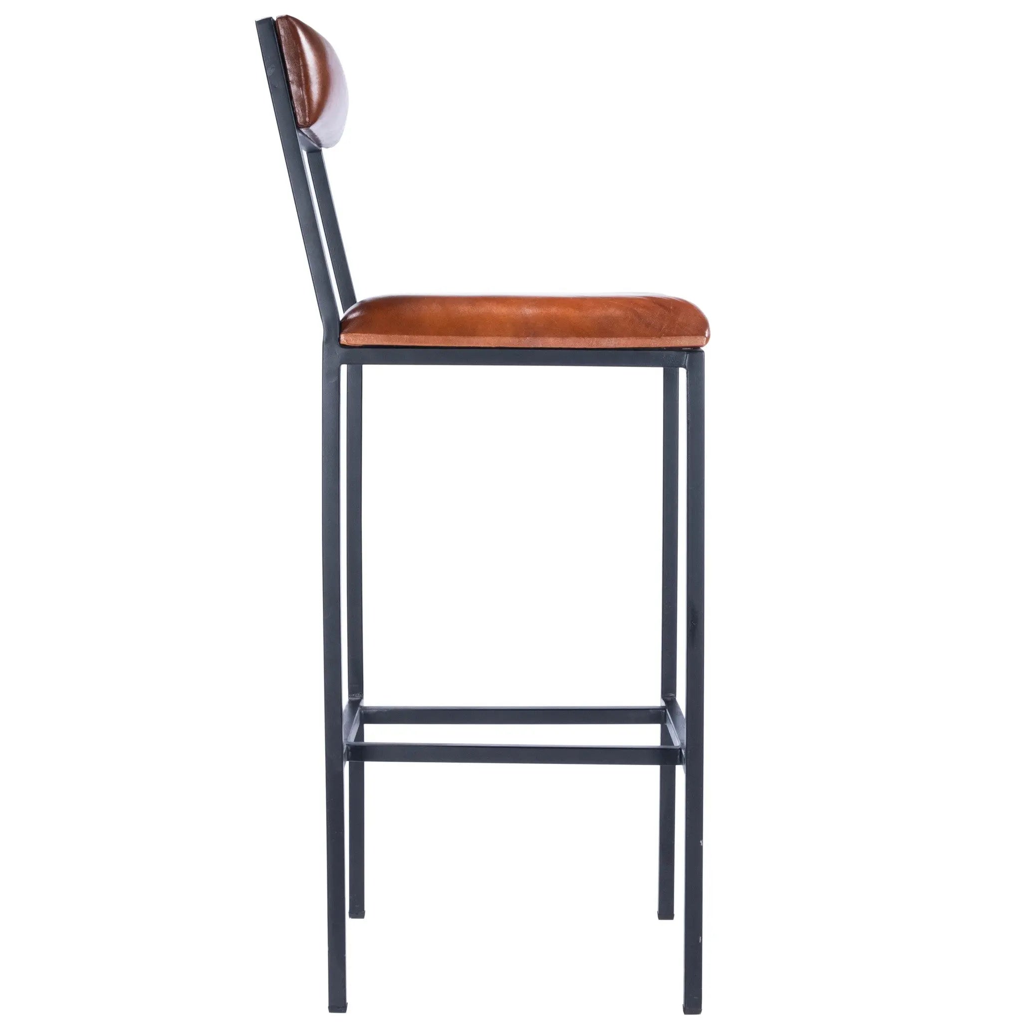 32" Brown and Black Manufactured Wood and Iron Bar Chair Homeroots Living Room