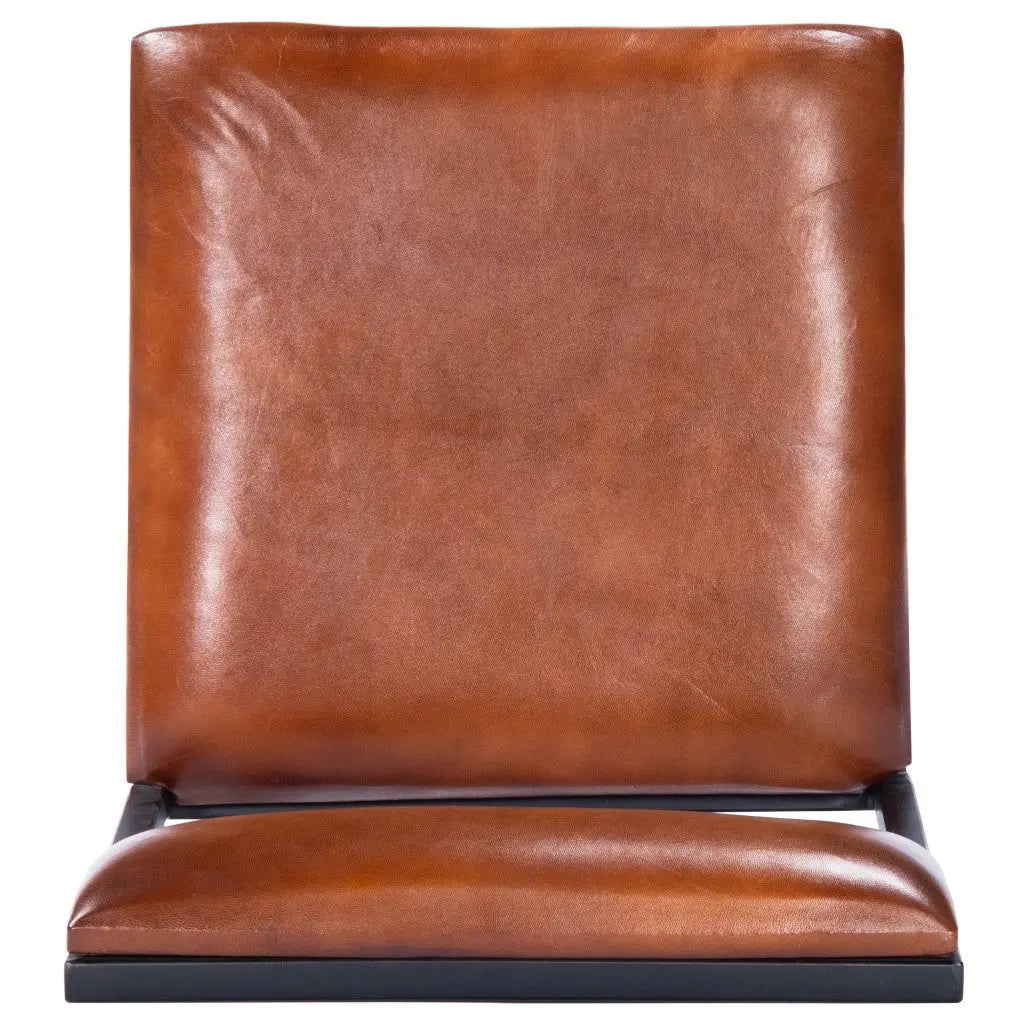 32" Brown and Black Manufactured Wood and Iron Bar Chair Homeroots Living Room
