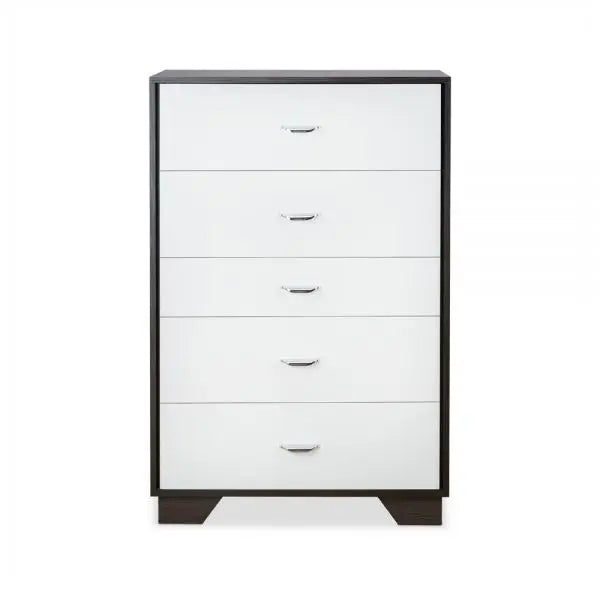 32" Brown and White Five Drawer Standard Chest - GreatEagleInc