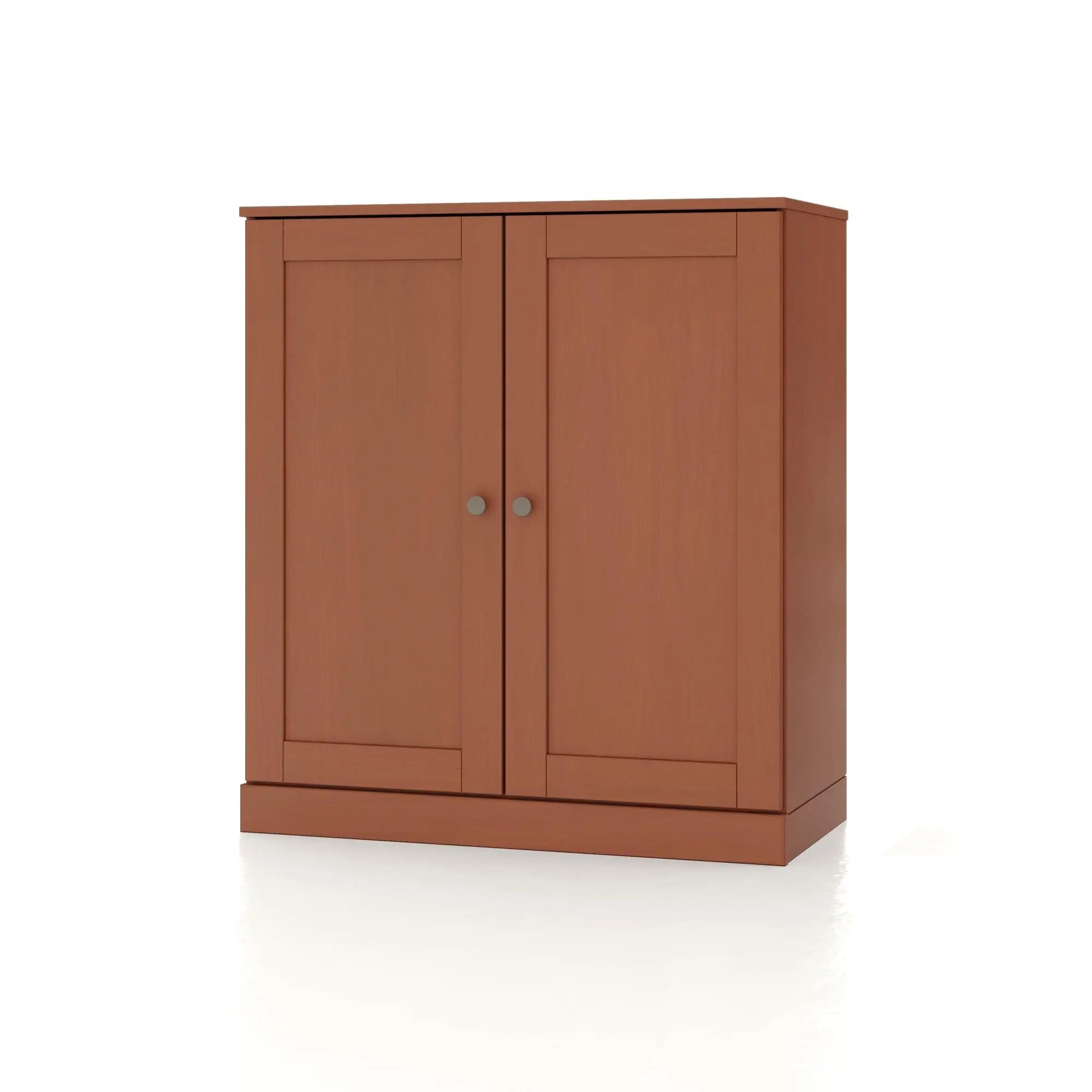 32" Coffee Solid Wood Free Standing Double Door Linen Cabinet Homeroots Organization