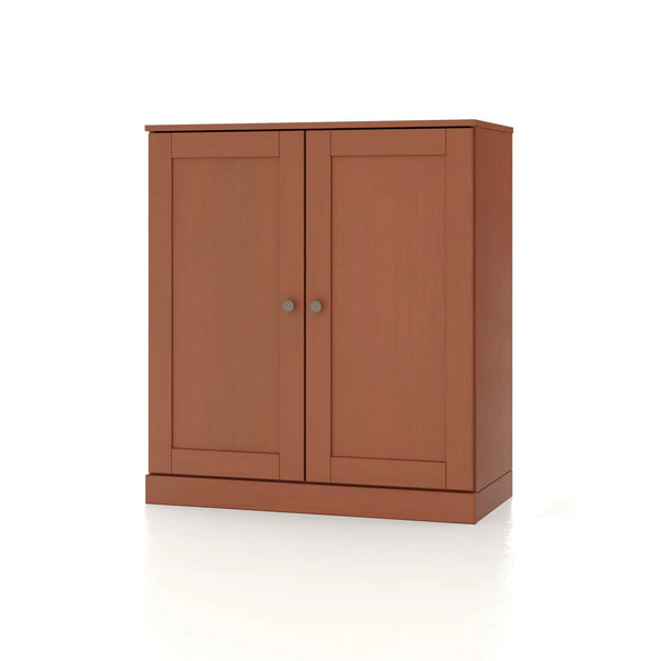 32" Coffee Solid Wood Free Standing Double Door Linen Cabinet Homeroots Organization