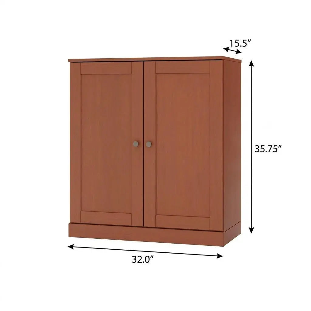 32" Coffee Solid Wood Free Standing Double Door Linen Cabinet Homeroots Organization