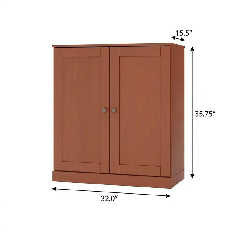 32" Coffee Solid Wood Free Standing Double Door Linen Cabinet Homeroots Organization