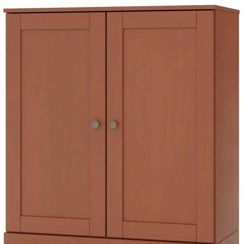32" Coffee Solid Wood Free Standing Double Door Linen Cabinet Homeroots Organization