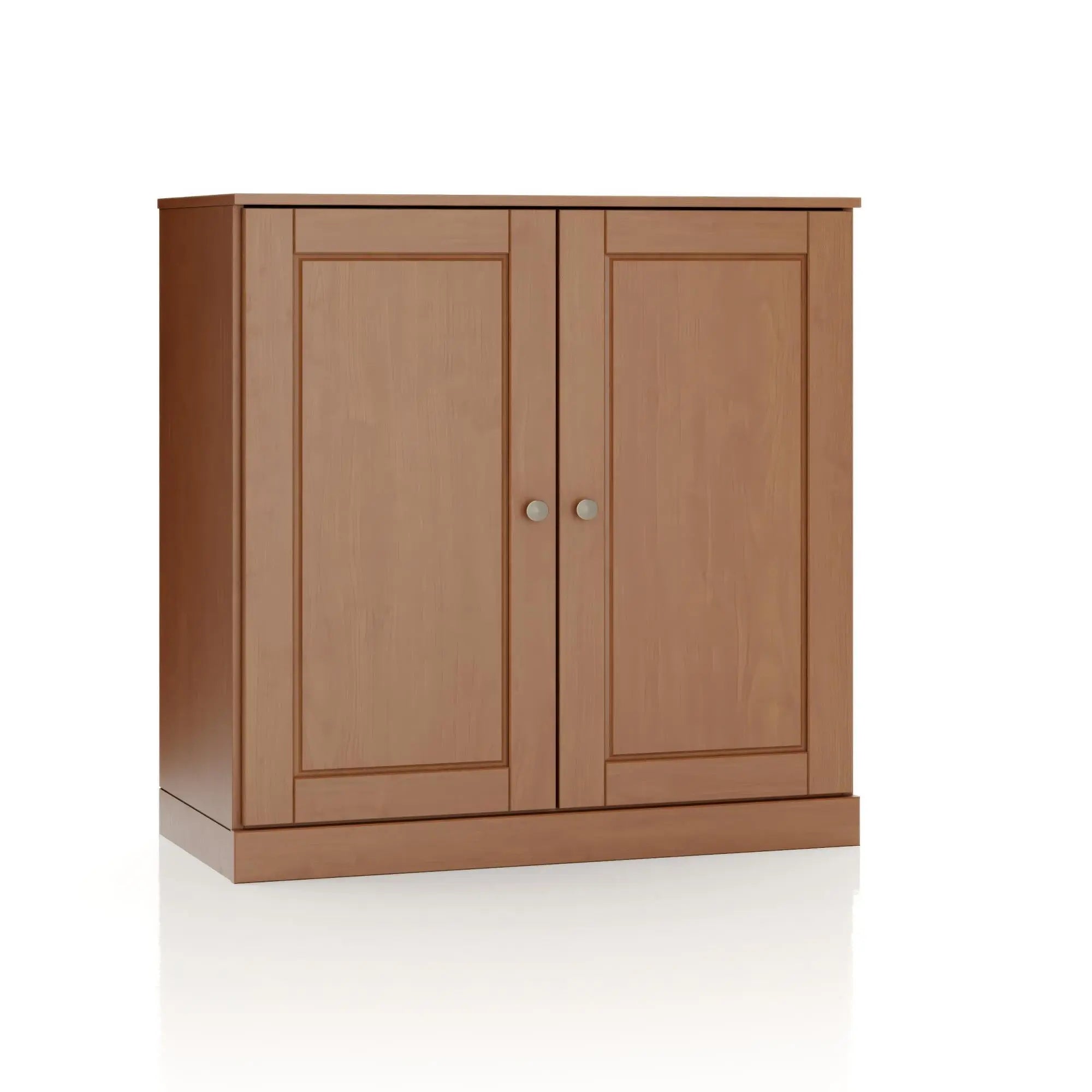 32" Coffee Solid Wood Free Standing Double Door Linen Cabinet Homeroots Organization
