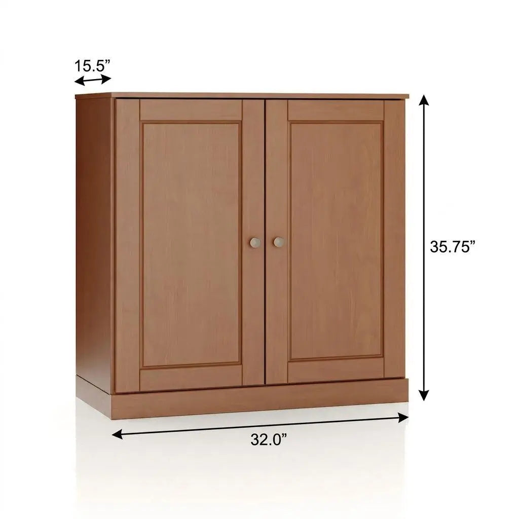 32" Coffee Solid Wood Free Standing Double Door Linen Cabinet Homeroots Organization