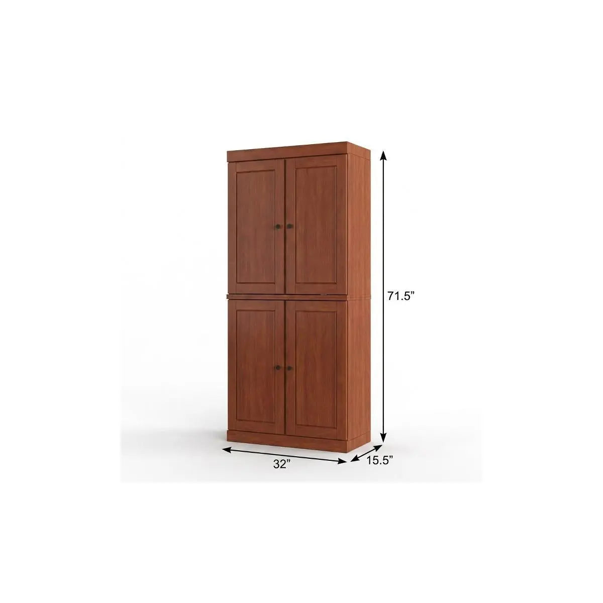 32" Coffee Solid Wood Free Standing Four Door Linen Cabinet Homeroots Organization