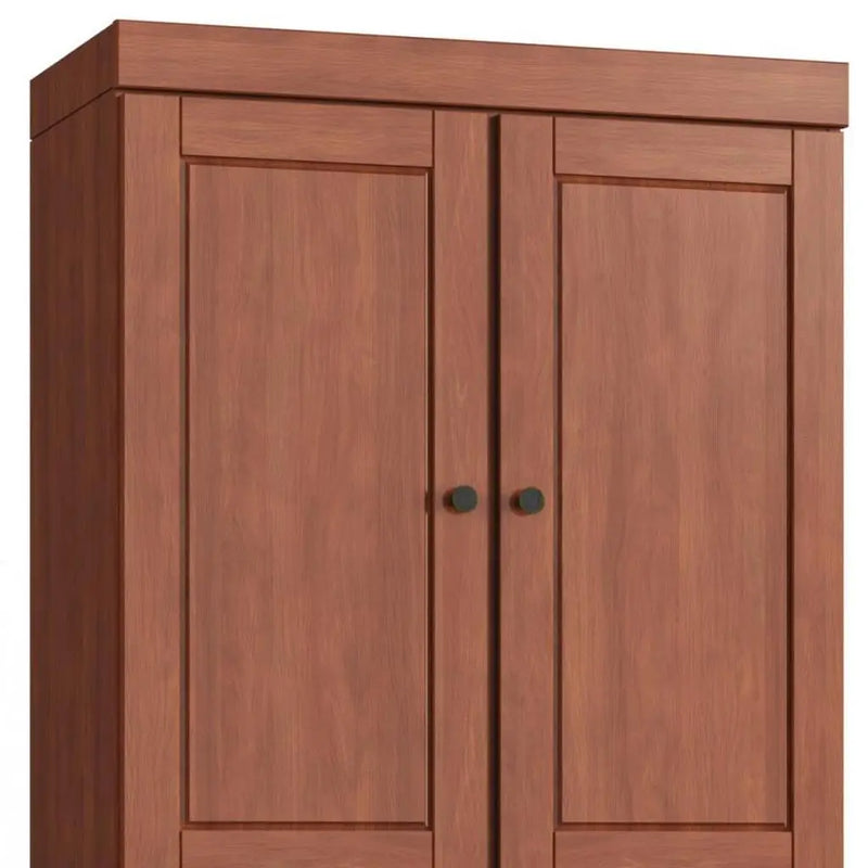 32" Coffee Solid Wood Free Standing Four Door Linen Cabinet Homeroots Organization