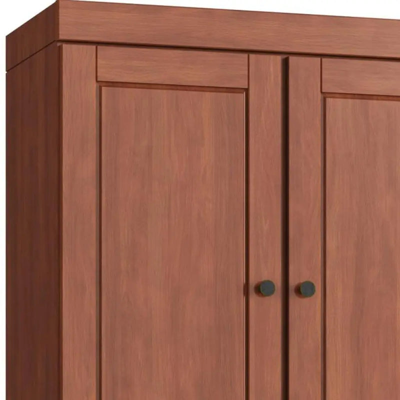 32" Coffee Solid Wood Free Standing Four Door Linen Cabinet Homeroots Organization