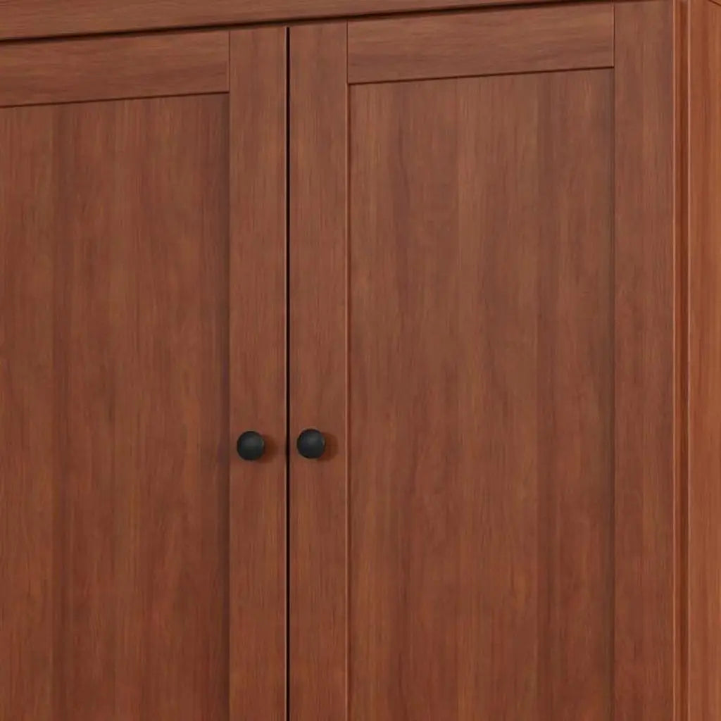 32" Coffee Solid Wood Free Standing Four Door Linen Cabinet Homeroots Organization