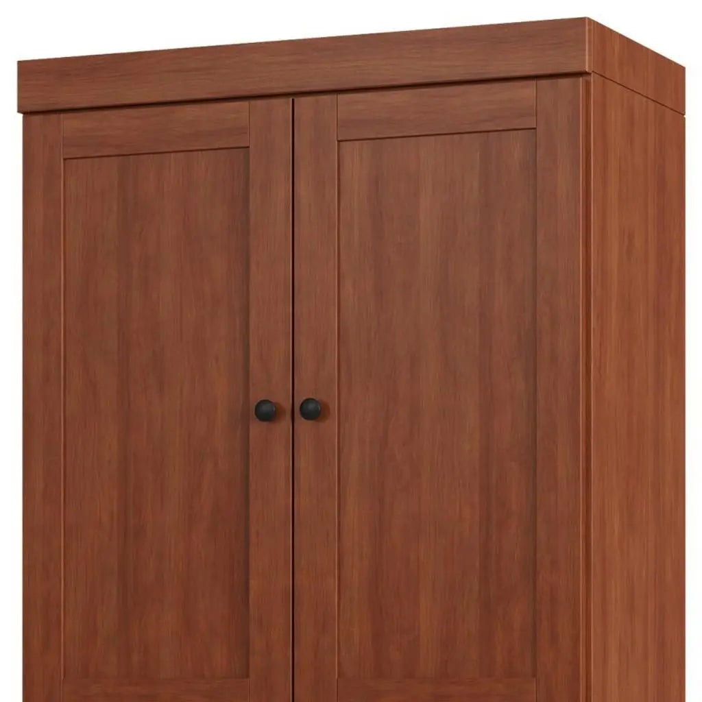 32" Coffee Solid Wood Free Standing Four Door Linen Cabinet Homeroots Organization