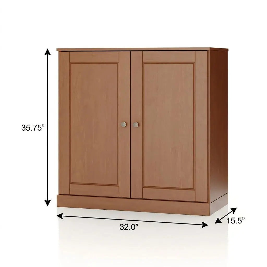 32" Coffee Solid Wood Raised Panel Double Door Linen Cabinet Homeroots Organization