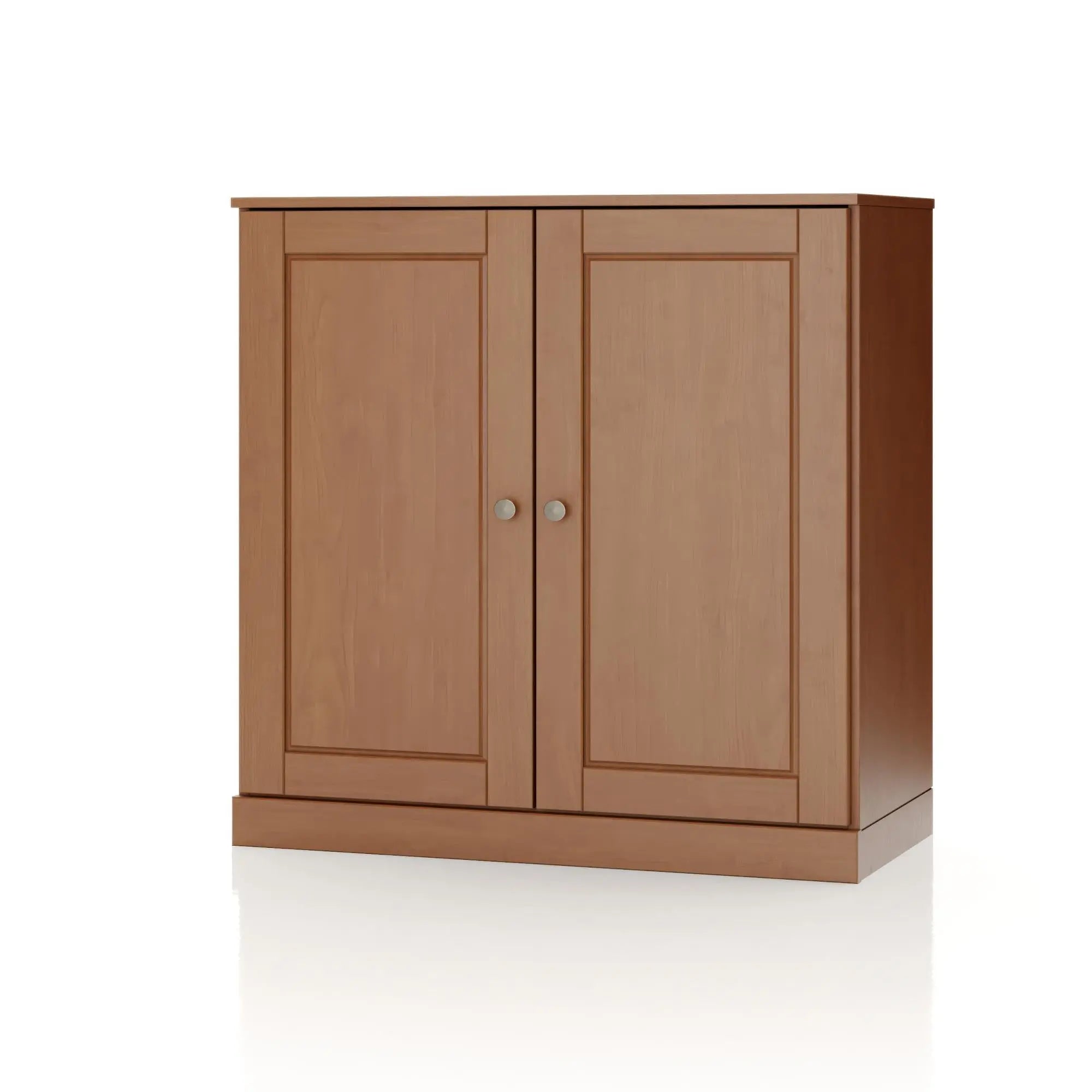32" Coffee Solid Wood Raised Panel Double Door Linen Cabinet Homeroots Organization