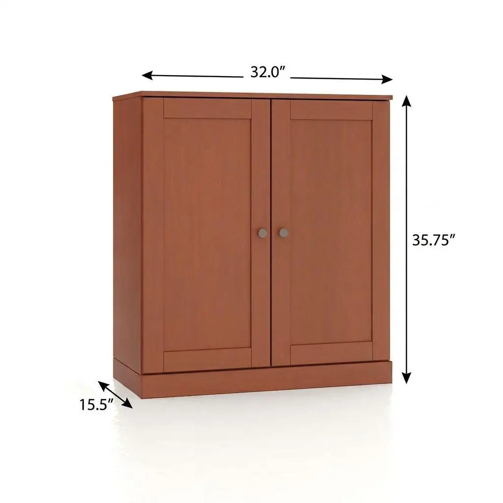 32" Coffee Solid Wood Shaker Style Double Door Linen Cabinet Homeroots Organization