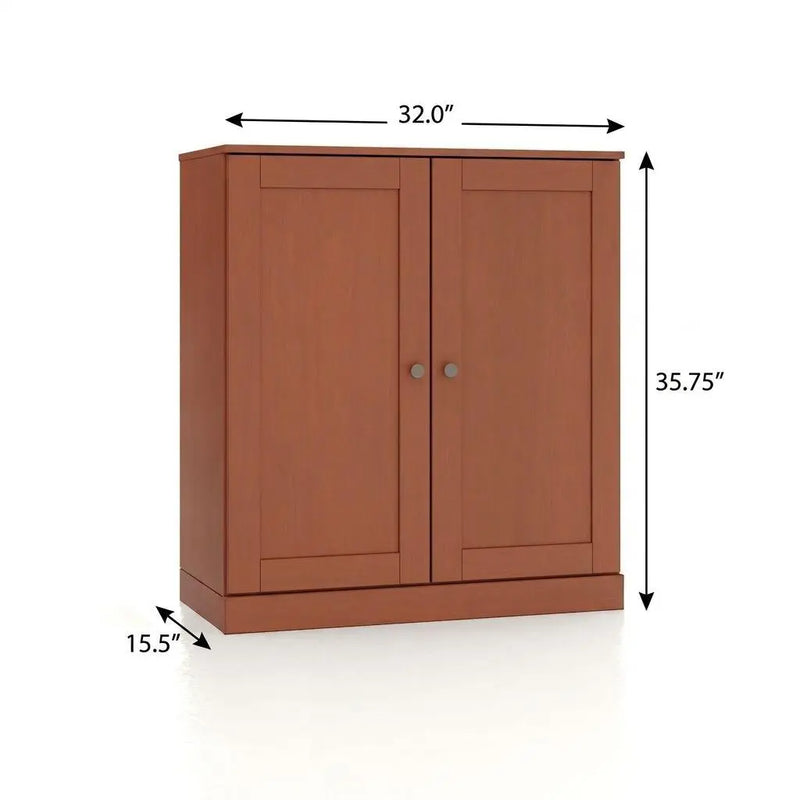 32" Coffee Solid Wood Shaker Style Double Door Linen Cabinet Homeroots Organization