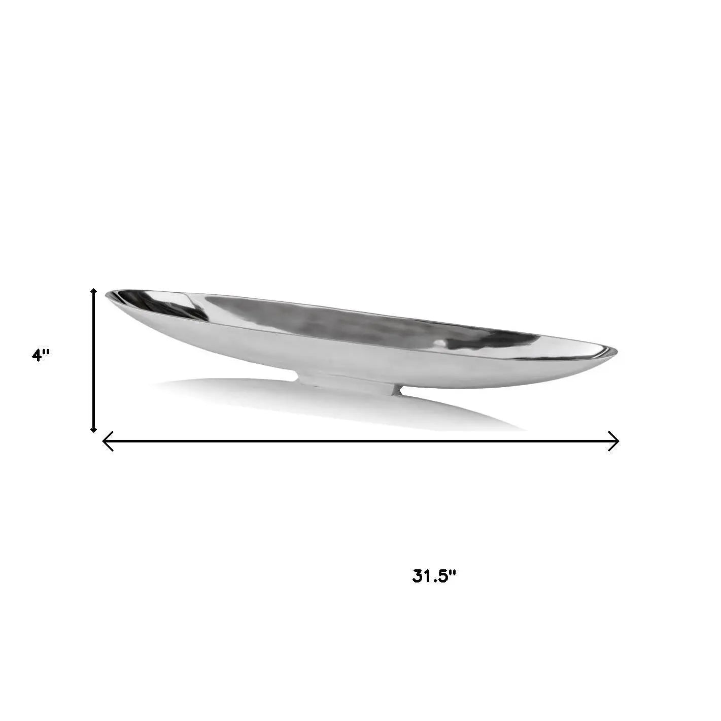 32" Contempo Shiny Silver Long Boat Tray Homeroots Kitchen & Dining