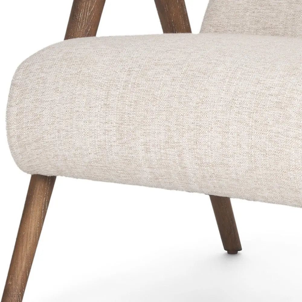 32" Cream and Brown Linen and Solid Wood Arm Chair Homeroots Living Room