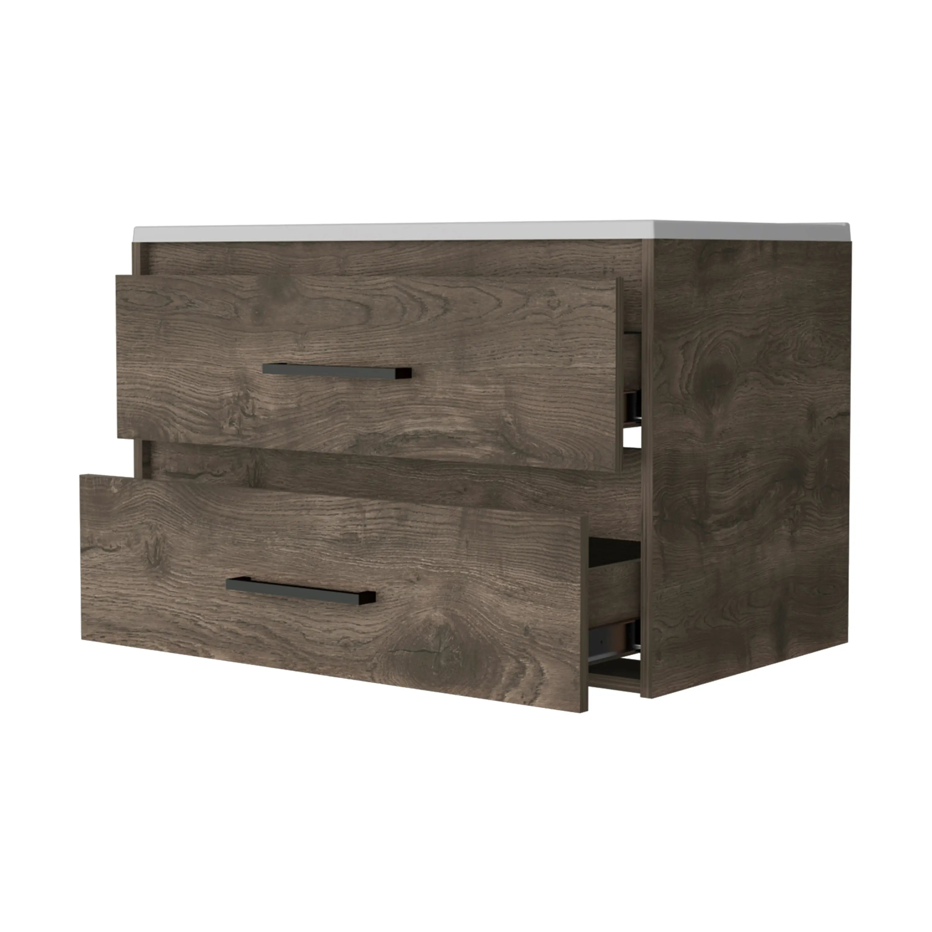 32" Dark Brown And White Wood Wall Mounted Bathroom Cabinet Homeroots Organization