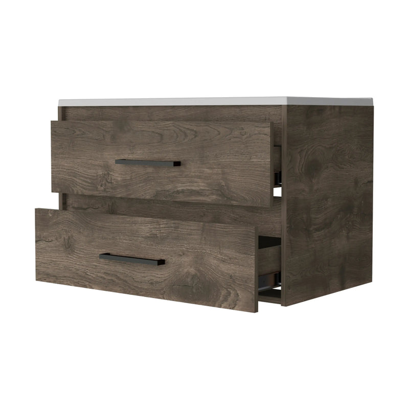 32" Dark Brown And White Wood Wall Mounted Bathroom Cabinet Homeroots Organization