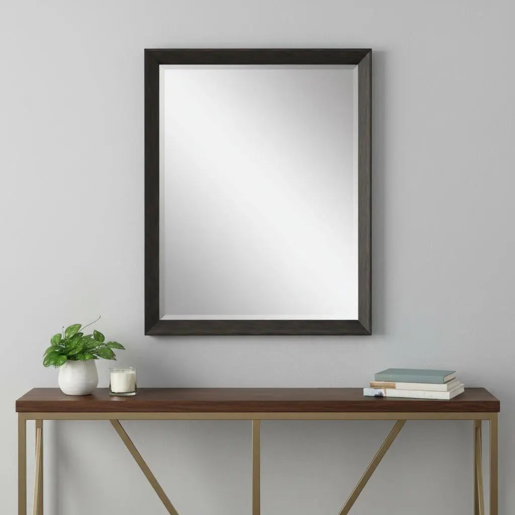 32" Dark Brown Framed Accent Mirror Homeroots Bed & Bath