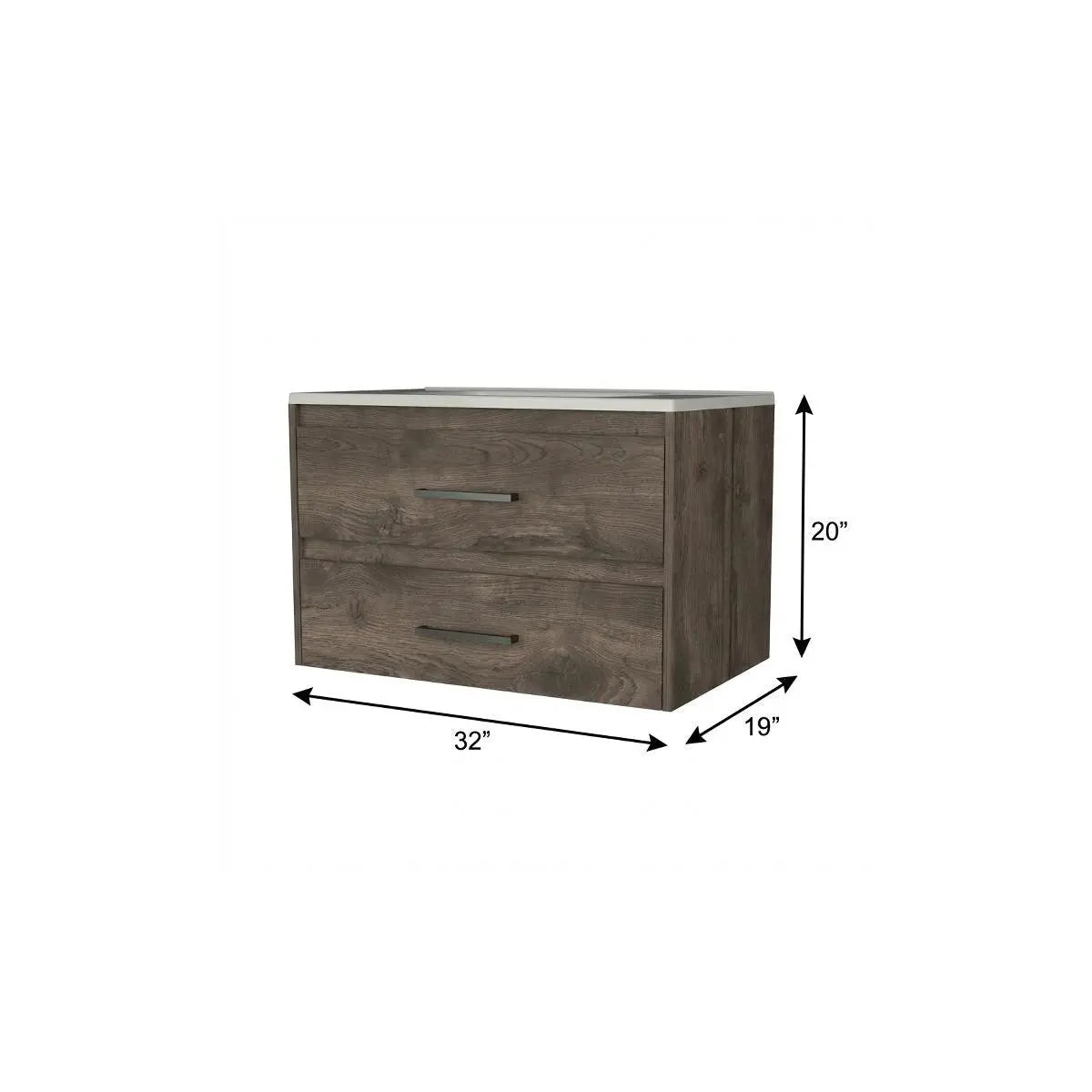 32" Dark Brown Wood Floating Bathroom Vanity With White Sink And Two Drawers Homeroots Bed & Bath