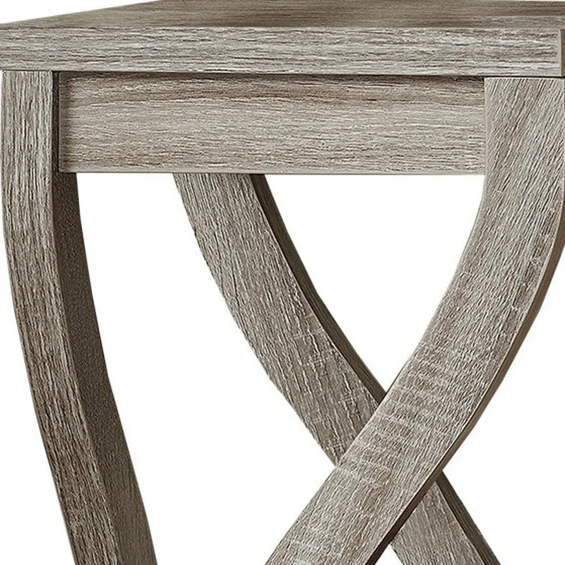 32" Deep Taupe Wood Square End Table With Two Shelves Homeroots Living Room