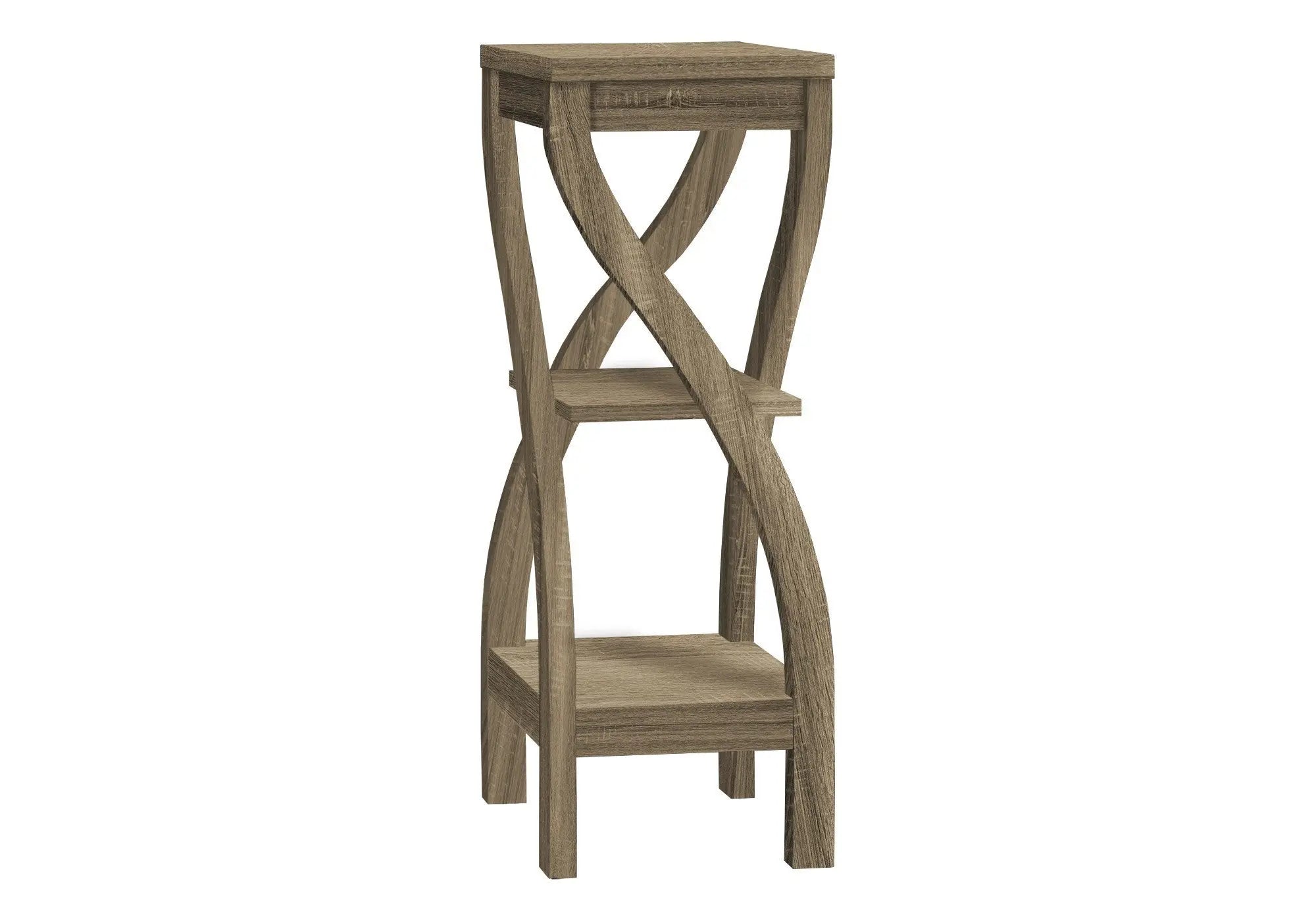 32" Deep Taupe Wood Square End Table With Two Shelves Homeroots Living Room