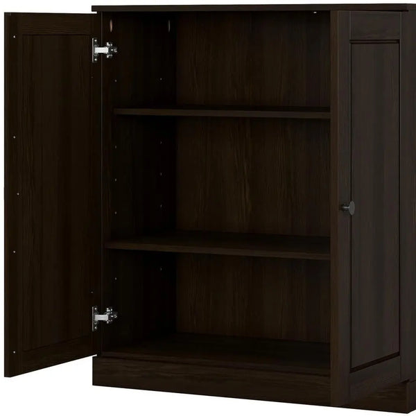 32" Espresso Solid Wood Accent Cabinet With Two Doors Homeroots Kitchen & Dining