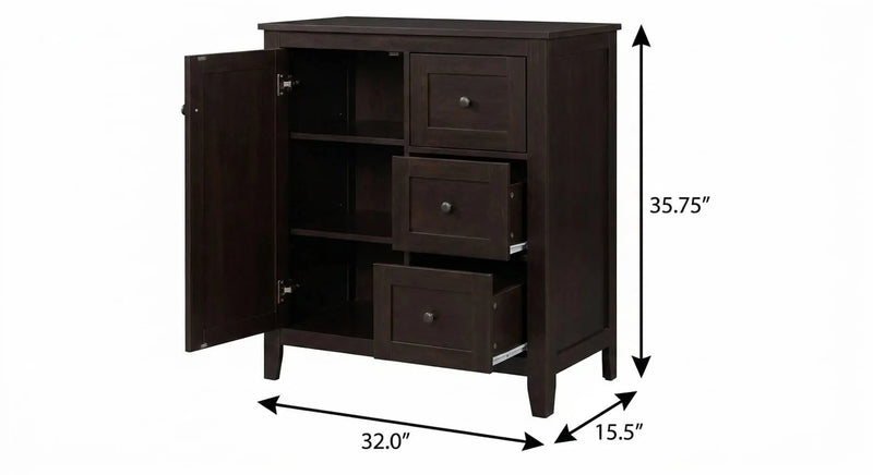 32" Espresso Solid Wood Free Standing Double Door Linen Cabinet Homeroots Organization