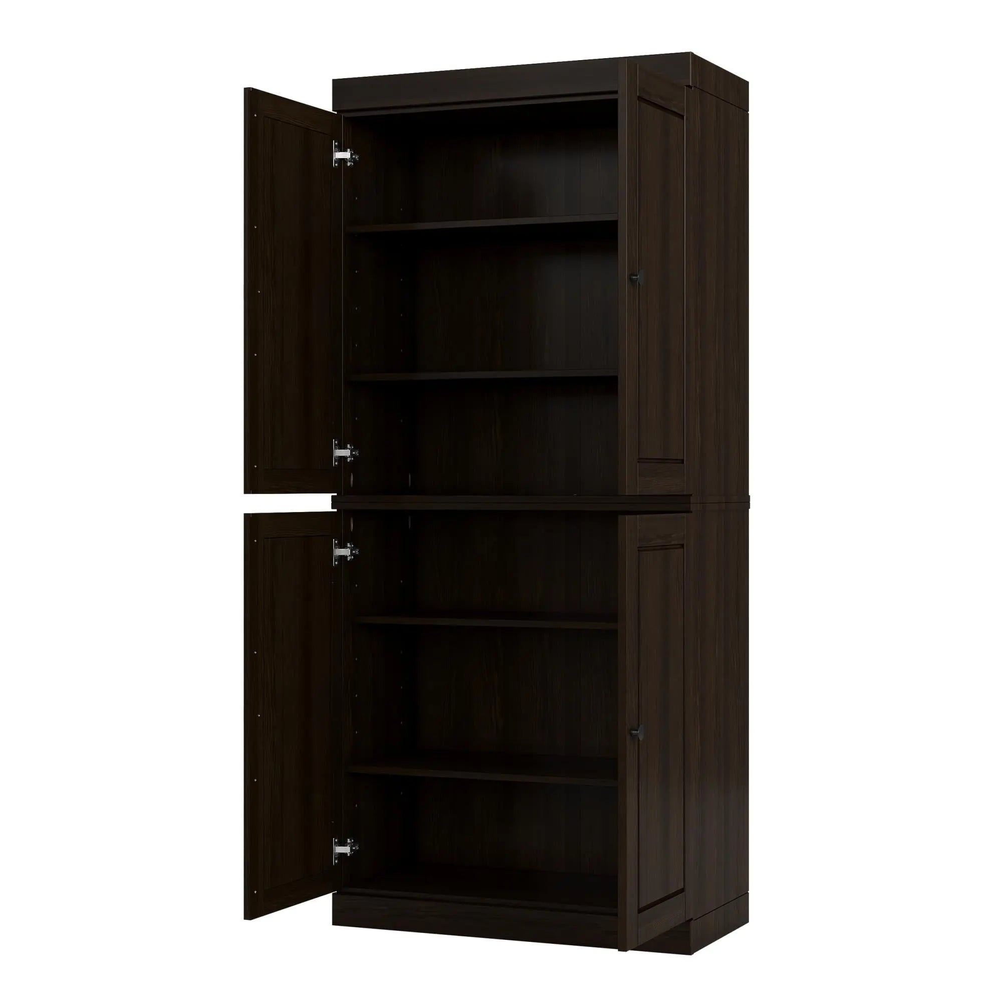 32" Espresso Solid Wood Free Standing Four Door Linen Cabinet Homeroots Organization