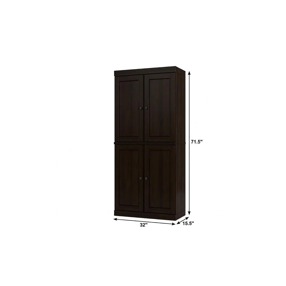 32" Espresso Solid Wood Free Standing Four Door Linen Cabinet Homeroots Organization