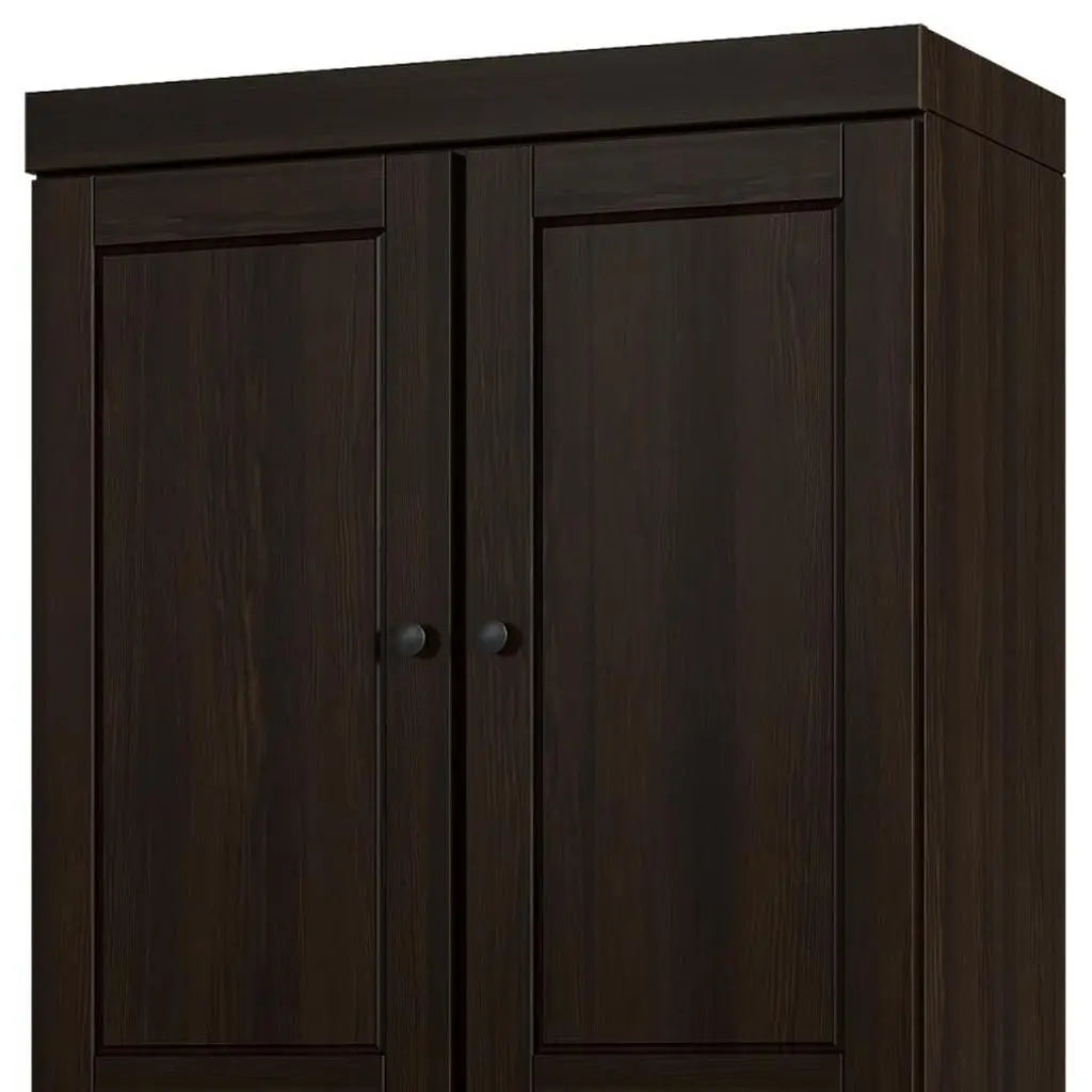 32" Espresso Solid Wood Free Standing Four Door Linen Cabinet Homeroots Organization
