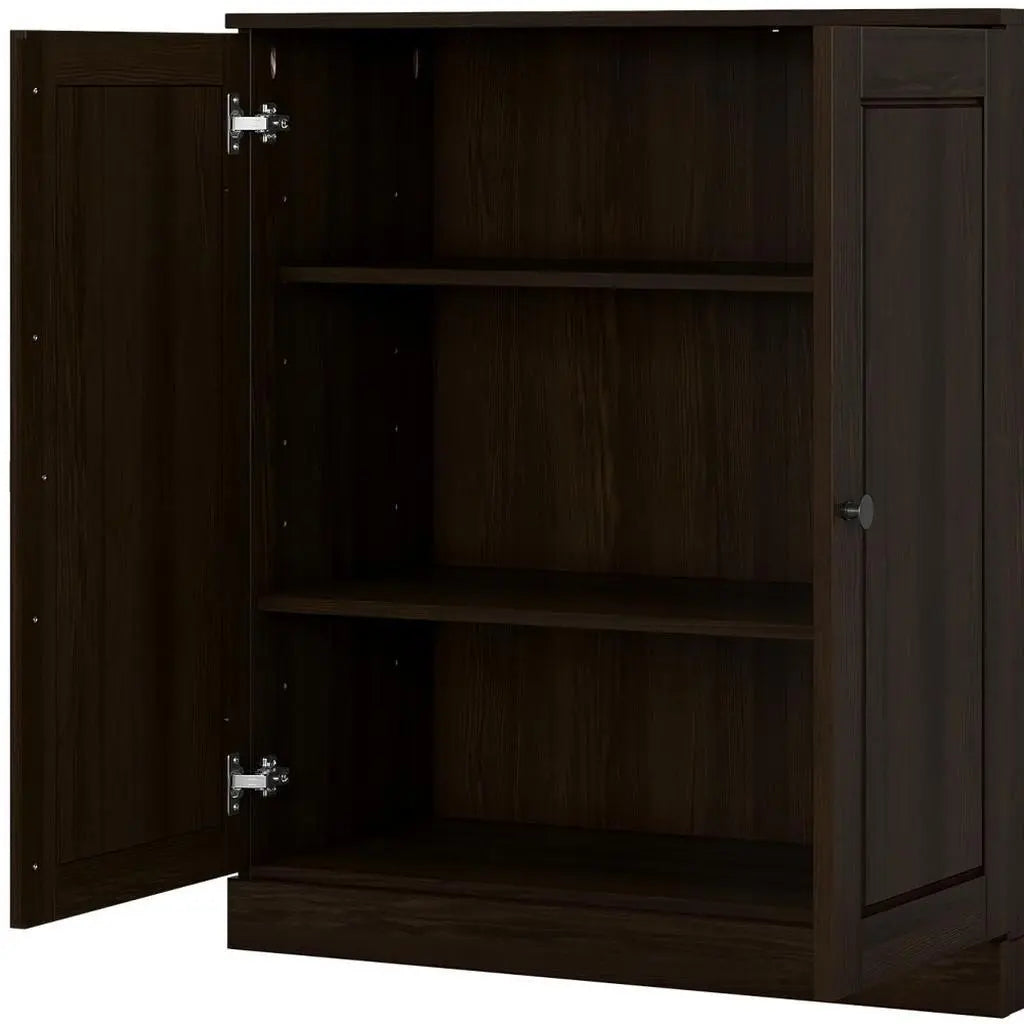 32" Espresso Solid Wood Raised Panel Double Door Linen Cabinet Homeroots Organization