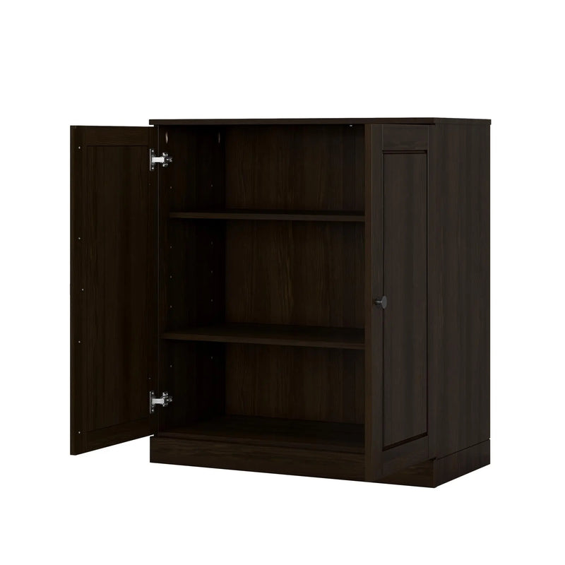 32" Espresso Solid Wood Raised Panel Double Door Linen Cabinet Homeroots Organization