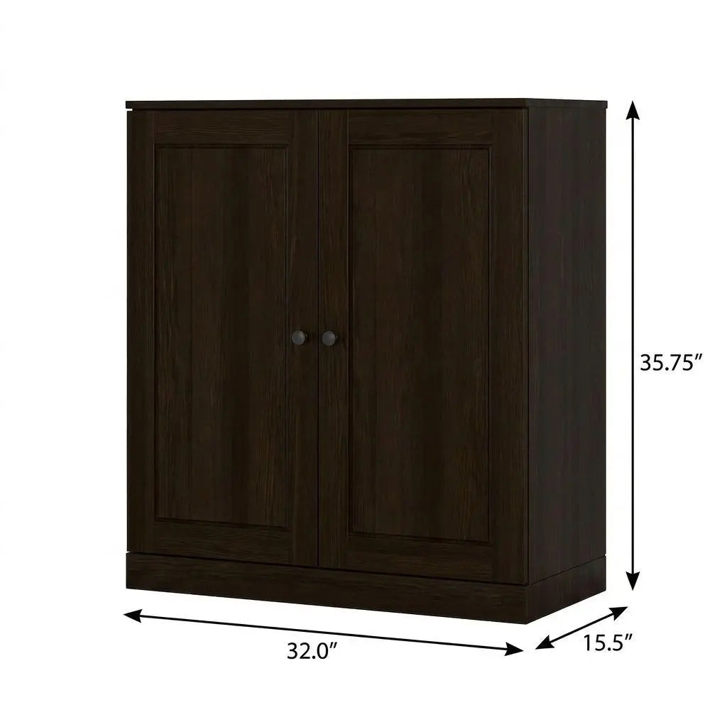 32" Espresso Solid Wood Raised Panel Double Door Linen Cabinet Homeroots Organization