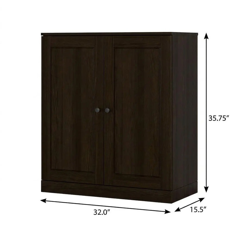 32" Espresso Solid Wood Raised Panel Double Door Linen Cabinet Homeroots Organization