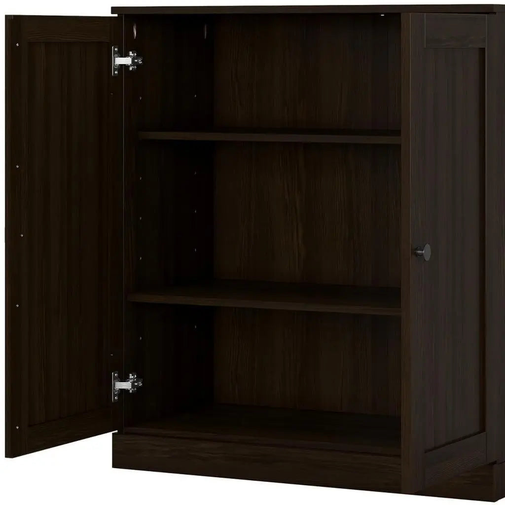 32" Espresso Solid Wood Shaker Style Double Door Linen Cabinet Homeroots Organization