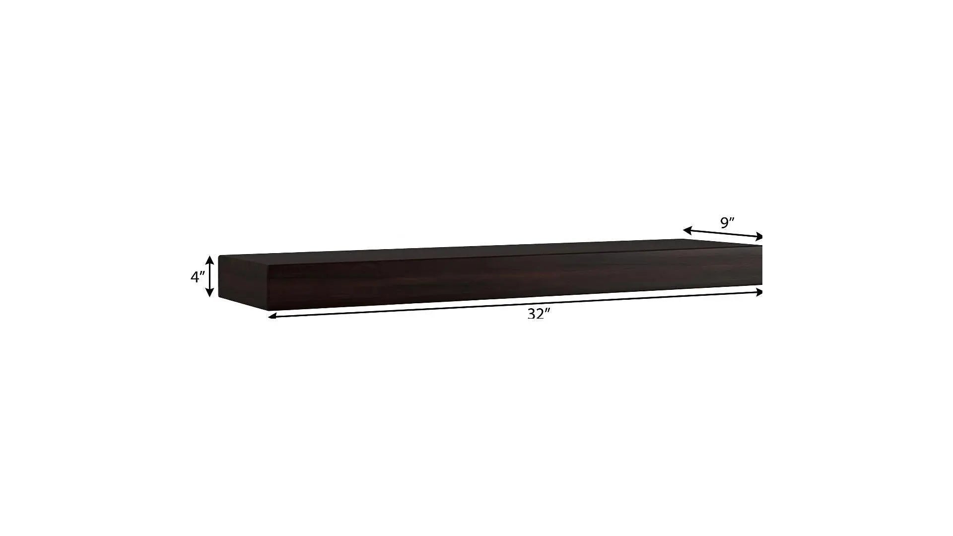 32" Espresso Wood Wall Mounted Floating Shelf Homeroots Organization