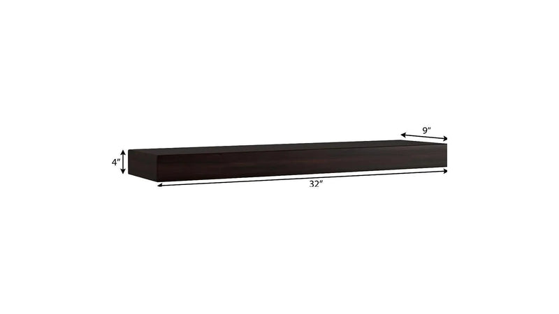 32" Espresso Wood Wall Mounted Floating Shelf Homeroots Organization