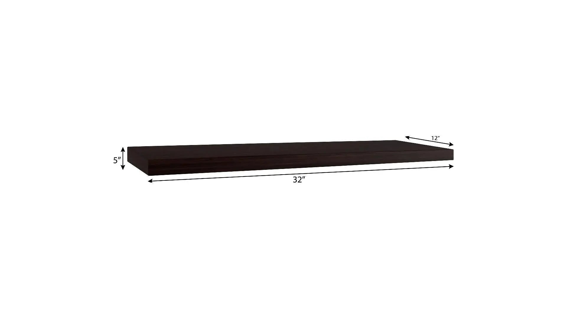 32" Espresso Wood Wall Mounted Floating Shelf Homeroots Organization