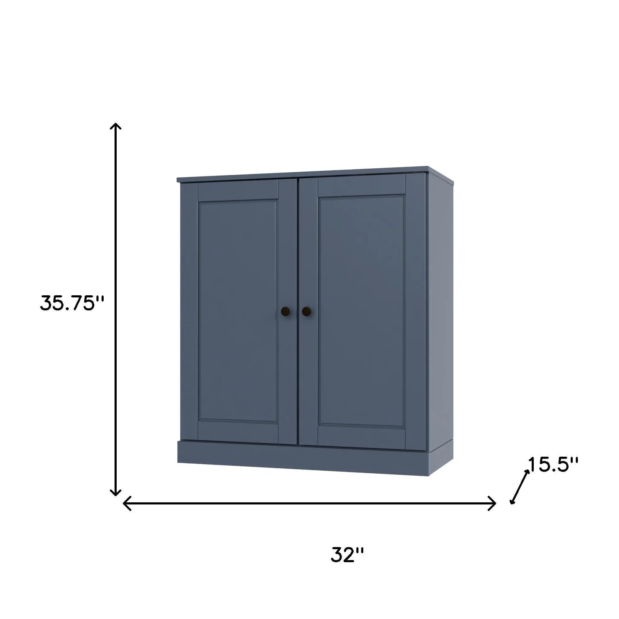 32" French Blue Solid Wood Accent Cabinet With Two Doors Homeroots Kitchen & Dining