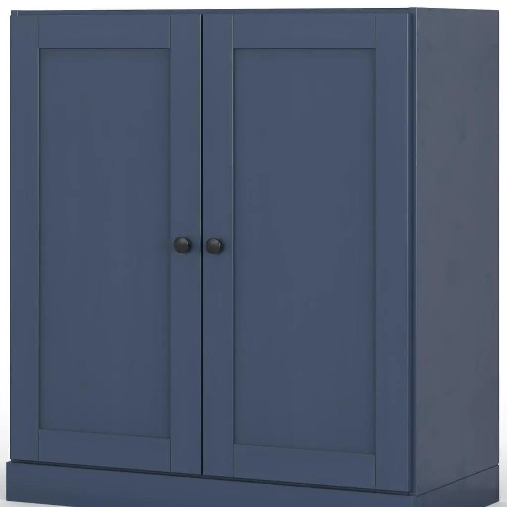 32" French Blue Solid Wood Free Standing Double Door Linen Cabinet Homeroots Organization