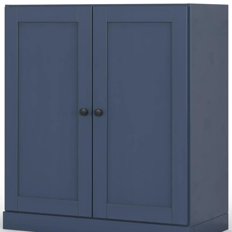 32" French Blue Solid Wood Free Standing Double Door Linen Cabinet Homeroots Organization